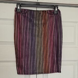 Black Bead Multicolor Striped Pencil Skirt